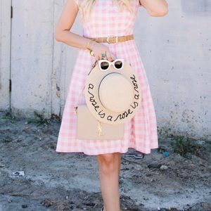 Eliza J pink and white dress with belt. Size 14